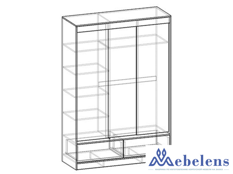Шкаф-купе 2-х дверный Медиум 45 глубина